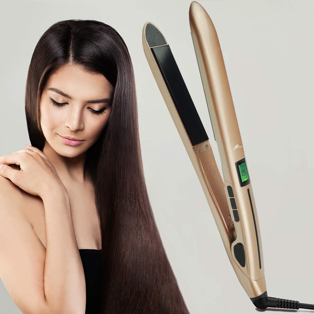 Professional Heat Tools 2 in 1 Hair Straightener Curler,1inch Ceramic Flat Iron Curling Iron for Women All Hair Types LCD Display Temp Heats Up Fast