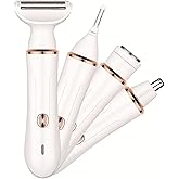 Electric Razor for Women,4-in-1 Women’s Facial Hair Removal for Face Nose Eyebrow Beard Arm Leg Armpit, Rechargeable Womens Body Shavers Set(White)