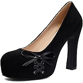 Elerhythm Women's Mary Jane Closed Toe Elegantes Gothic Punk Pumps Sweet Bow Platform High Heels Shoes