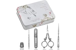 BUTUZE Embroidery Scissors Kit, European Antique Vintage Sewing Kit, Complete Vintage Sewing Tools with Embroidery Scissors, Original Case, Sewing Needle Case, Awl for Sewing, Craft, Needlework