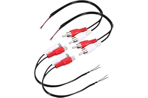 Generic 4 Pcs 8 Inch Open RCA 2-Male 2-Female Plug Jack Connector Adapter to Bare Wire Open End Audio Video RCA Cable for Amp