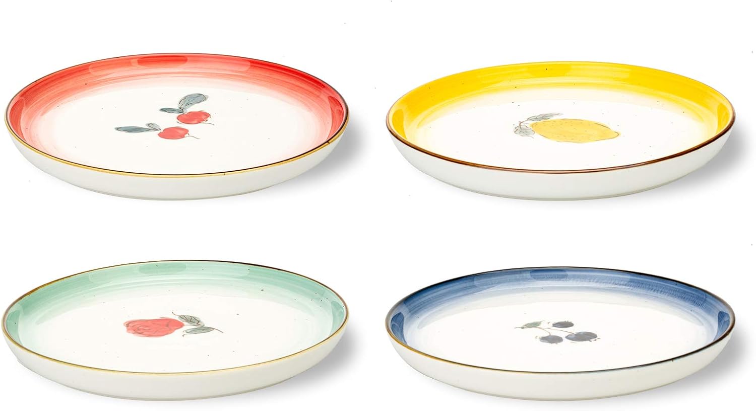 MDZF SWEET HOME 8.2-Inch Porcelain Dinner Plates Set Pizza Pasta Serving Dishes Tableware Dessert Dishes Set of 4