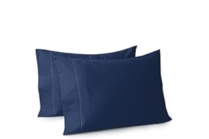 SHUNJIE.HOME 100% Egyptian Cotton Pillow Cases Set of 2, Queen Size 400 Thread Count Cooling Pillowcases, Soft and Breathable Pillow Covers with Envelope Closure, 20x30 Inches (Queen, Navy Blue)