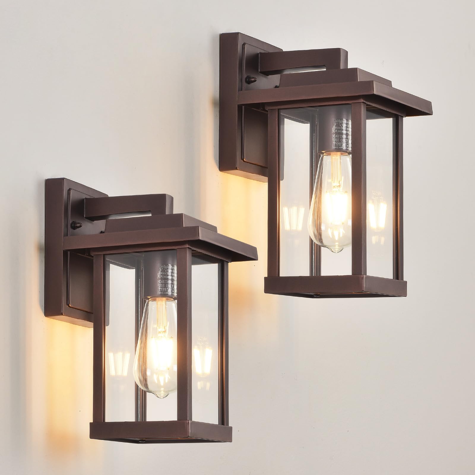 Photo 1 of Smeike Exterior Light Fixtures 2 Pack, Modern Outdoor Wall Lanterns Farmhouse Outdoor Porch Light for House Patio Front Door Entryway, Bronze