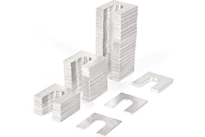 Atesilor 60 Pcs Metal Auto Lift Leveling Shim Kit For 2 Post 4 Post Car Lift Truck Jib Crane Install, Aluminium Horseshoe Tile Construction Spacer Fit For 3/4" Anchor Bolt (1/4” & 1/8” & 1/16”)