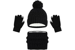 3 Pieces Kids Winter Hat Gloves Scarf Set, Kids Knit Thick Scarf Warm Knitted Beanie Hat Set Thermal Soft Thick Snow Gloves f