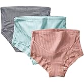 FEOYA Over Bump Maternity Underwear Cotton Plus Size Pregnancy Panties High Waist Postpartum Support Briefs (L-5XL, 3 Pack)
