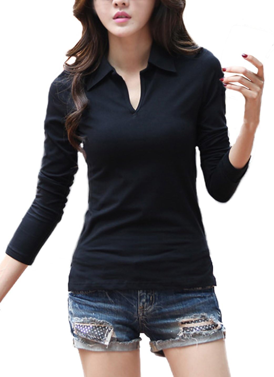 Playera Cuello Cuello Redondo Camisetas Largas Para Dama Camiseta Invierno  Primavera Otoño Camiseta Manga Larga Mujer, image size:1042x1431