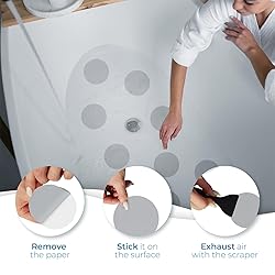 Clear Bloom Anti Slip Shower Stickers 24 PCS, Gray