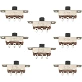 Ruiwaer 8PCS Silver On/Off/On 3 Position DPDT 2P3T PCB Panel Slide Switch 6A/125V 3A/250V AC Slide Switch