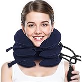 Neck Stretcher, Cervical Traction Device, Neck Traction Device for Neck Pain Relief, Adjustable Inflatable Neck Stretcher Cervical Traction and Neck Brace, Neck Decompression Home Use (Blue)