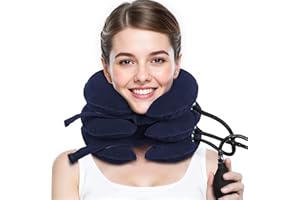 CRABCLAW Neck Stretcher, Cervical Traction Device, Neck Traction Device for Neck Pain Relief, Adjustable Inflatable Neck Stretcher Cervical Traction and Neck Brace, Neck Decompression Home Use (Blue)