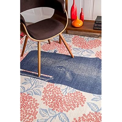 nuLOOM Thomas Paul Printed Flatweave Cotton Fabled Whale Runner Rug, 2' 8" x 8', Multi 61X4GU83YbL