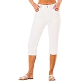 luvamia Capri Jeans for Women Trendy Mid Rise Distressed Raw Hem Casual Summer Stretchy Denim Capris Pants Relaxed Fit