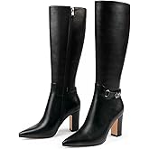 JOY IN LOVE Women's High Block Heel Wrinkled Slouchy Zipper Knee High Boots