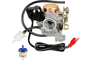 HIAORS GY6 50cc Carburetor for Tao Tao 49cc Scooter VIP Pony Thunder PD18J Carb Jonway Roketa Sunl Vitacci Icebear Lance Kymco Baja SC50 139QMB 4 Stroke Engine Moped ATV Quad Parts with Fuel Filter