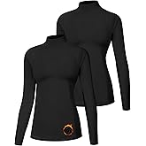 Runhit Women's Thermal Shirt Fleece Mock Turtle Neck Long Sleeve Compression Athletic Base Layer Tops Cold Weather Gear