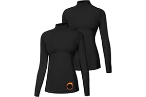 Runhit Women's Thermal Shirt Fleece Mock Turtle Neck Long Sleeve Compression Athletic Base Layer Tops Cold Weather Gear