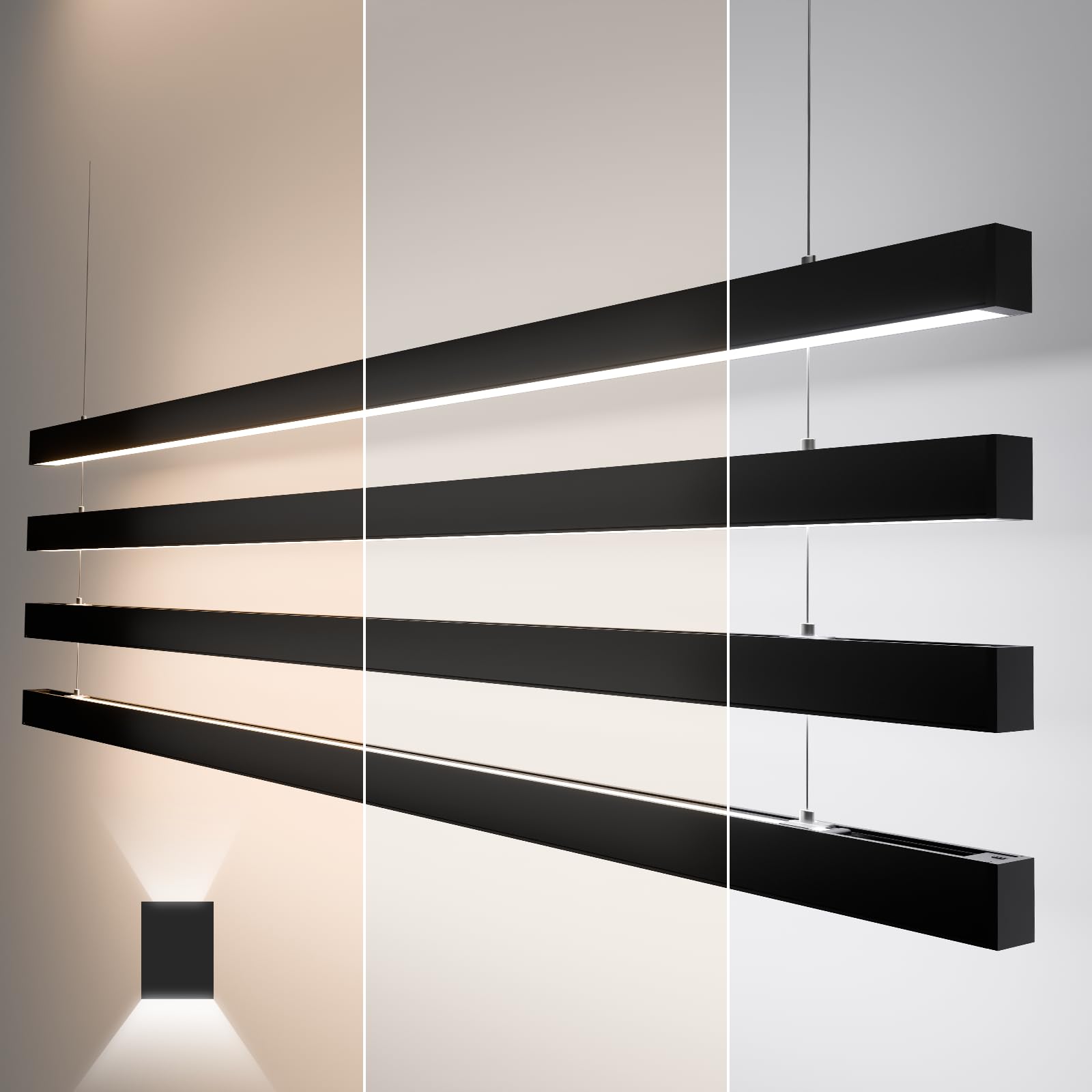 Photo 1 of **Missing the light cable in one box/**8FT LED Linear Light,100/90/80/70/60W Up and Down Light, 3000/4000/5000K CCT,Commercial And Residential Linear Lights Fixture for Office,Pendant Lights for Home,Shop,Garage,Basement,School-4Pack