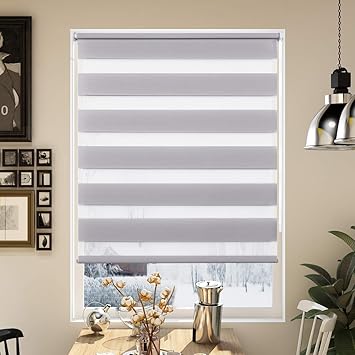 Nisso Duo Rollo Doppelrollo Klemmfix ohne Bohren Sicht & Sonnenschutz Kettenzugrollo für Tür und Fenster 60x150cm in Hellgrau