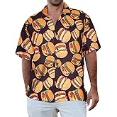 UPAAN Men's Food Cars Print Shirts Hawaiian Short Sleeve Casual Tropical Funky Button Down Shirt