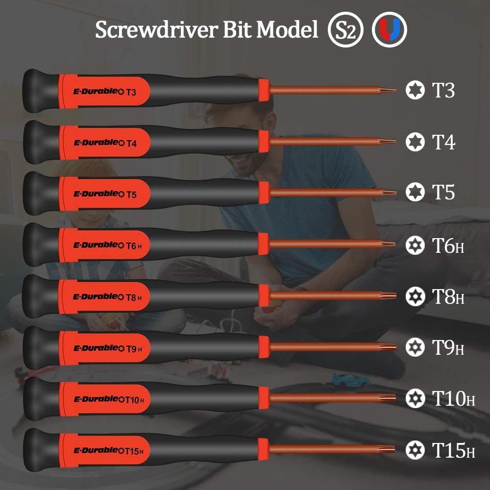 E·Durable Torx Screwdriver Set T3 T4 T5 T6 T8 T9 T10 T15 Security Torx Drivers with ESD Tweezers - Image 4