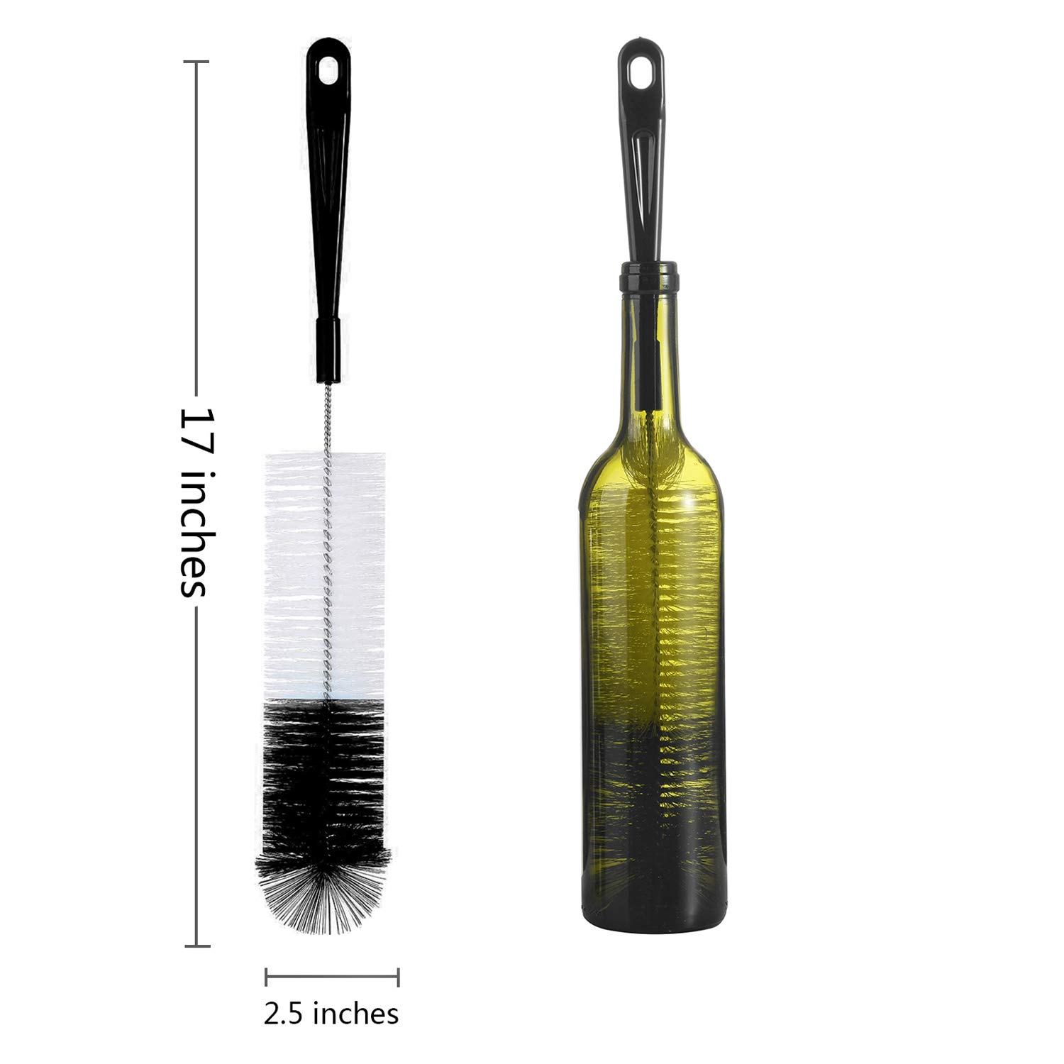 ALINK 16 inch Extra Long Black Bottle Cleaning Brush Cleaner for Washing Narrow Neck Beer/Wine/Thermos, Sport Well/Brewing Bottles/Hummingbird Feeder
