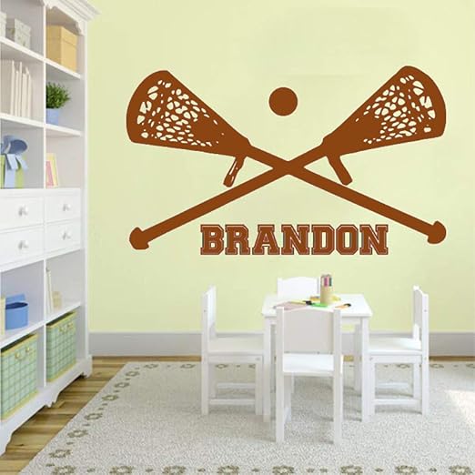Etiqueta de la pared de vinilo Lacrosse Nombre personalizado ...