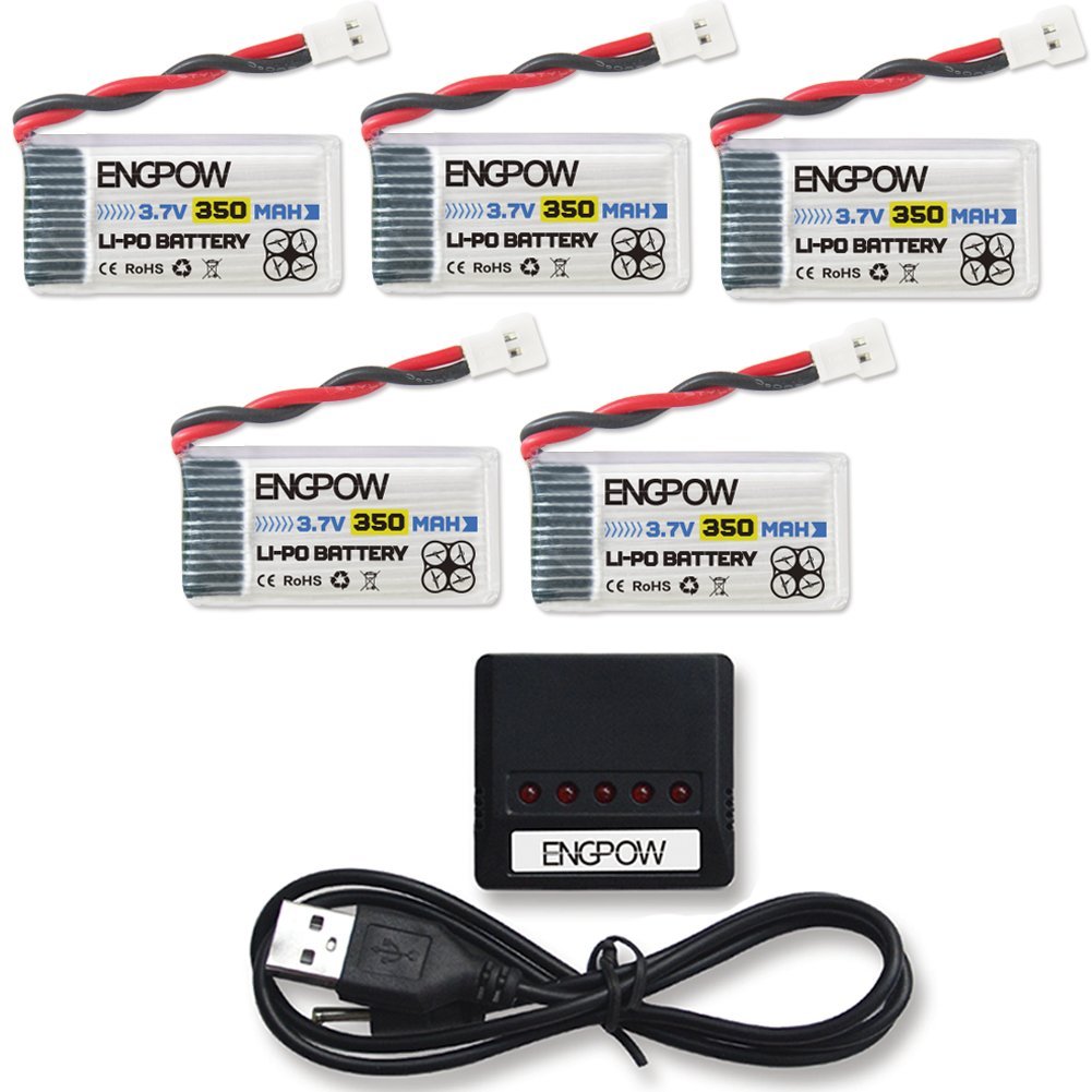 ENGPOW 3.7v 350mah 25C Lipo Battery with X5 Charger for TOZO Q2020 Holy