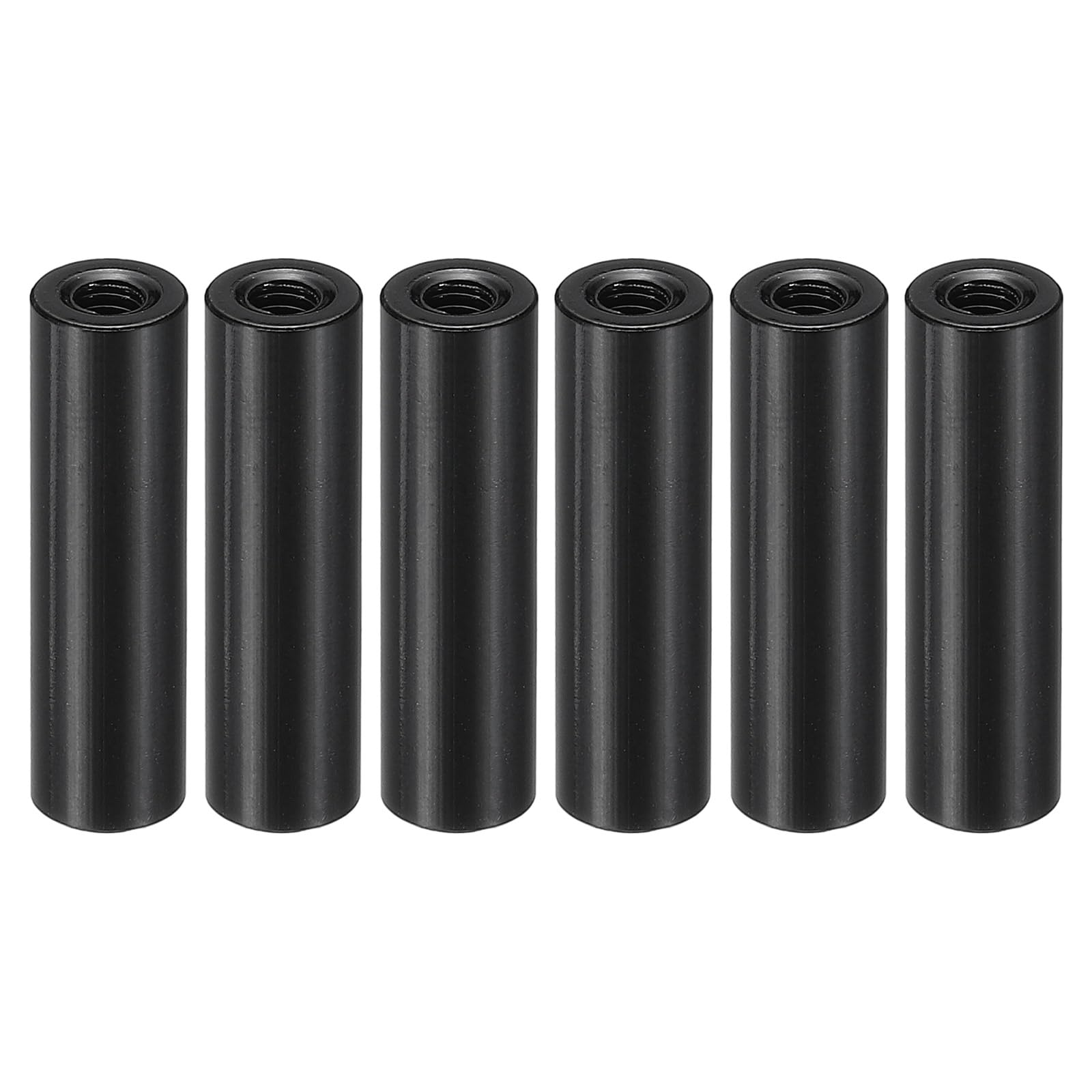 PATIKIL 6pcs M3 Metal Threaded Standoff Spacer Nuts, Round Aluminum Spacers Female Coupling Screws, 1/8" ID x 1/4" OD, Black 3x6x22mm
