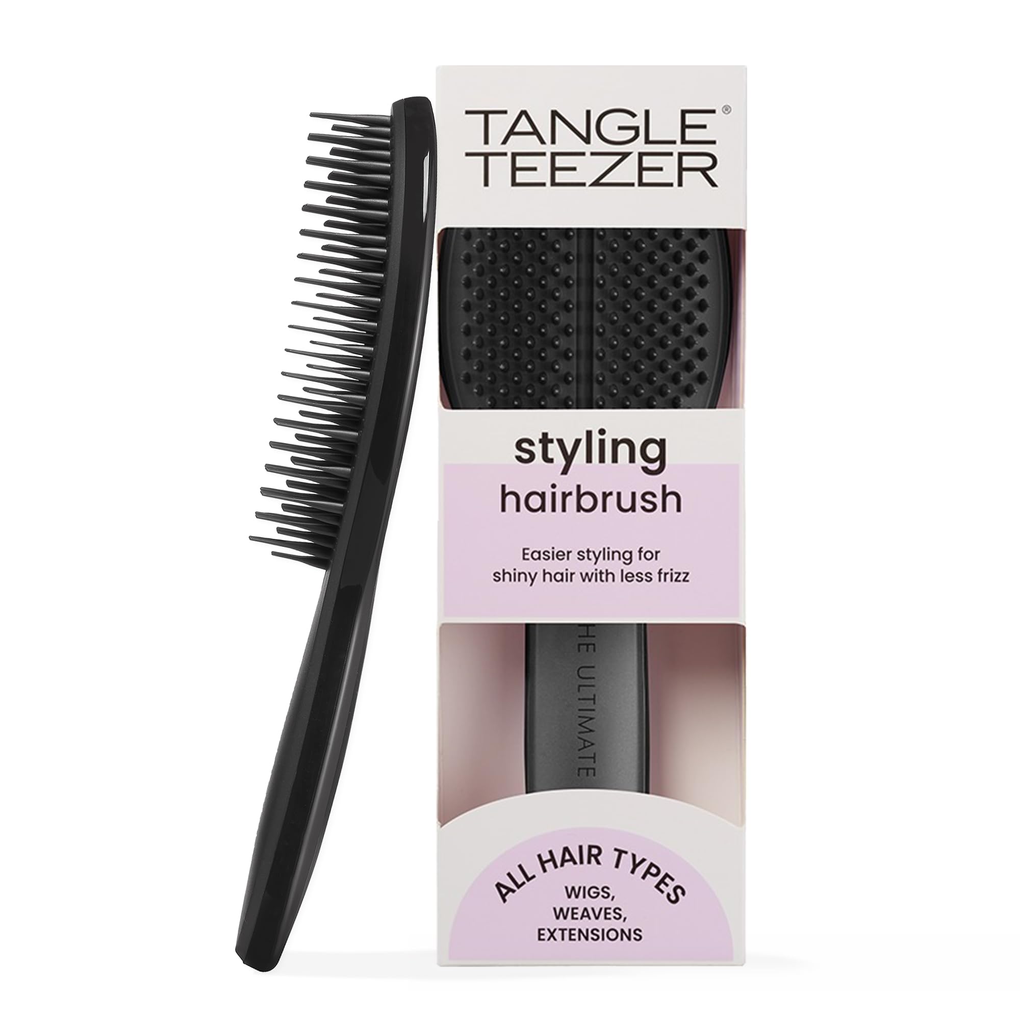 Tangle Teezer The Ultimate Styler Hairbrush - Maintains & Blends Wigs, Weaves, Extensions & Clip-Ins - For Volume, Texture, Shine & Brushing Out Curls - Jet Black
