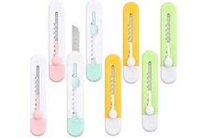 Paifeancodill Mini Utility Knife, 8 Pcs Retractable Box Cutter, Portable Letter Opener, Blade Pocket Knives, Alloy Steel Spli