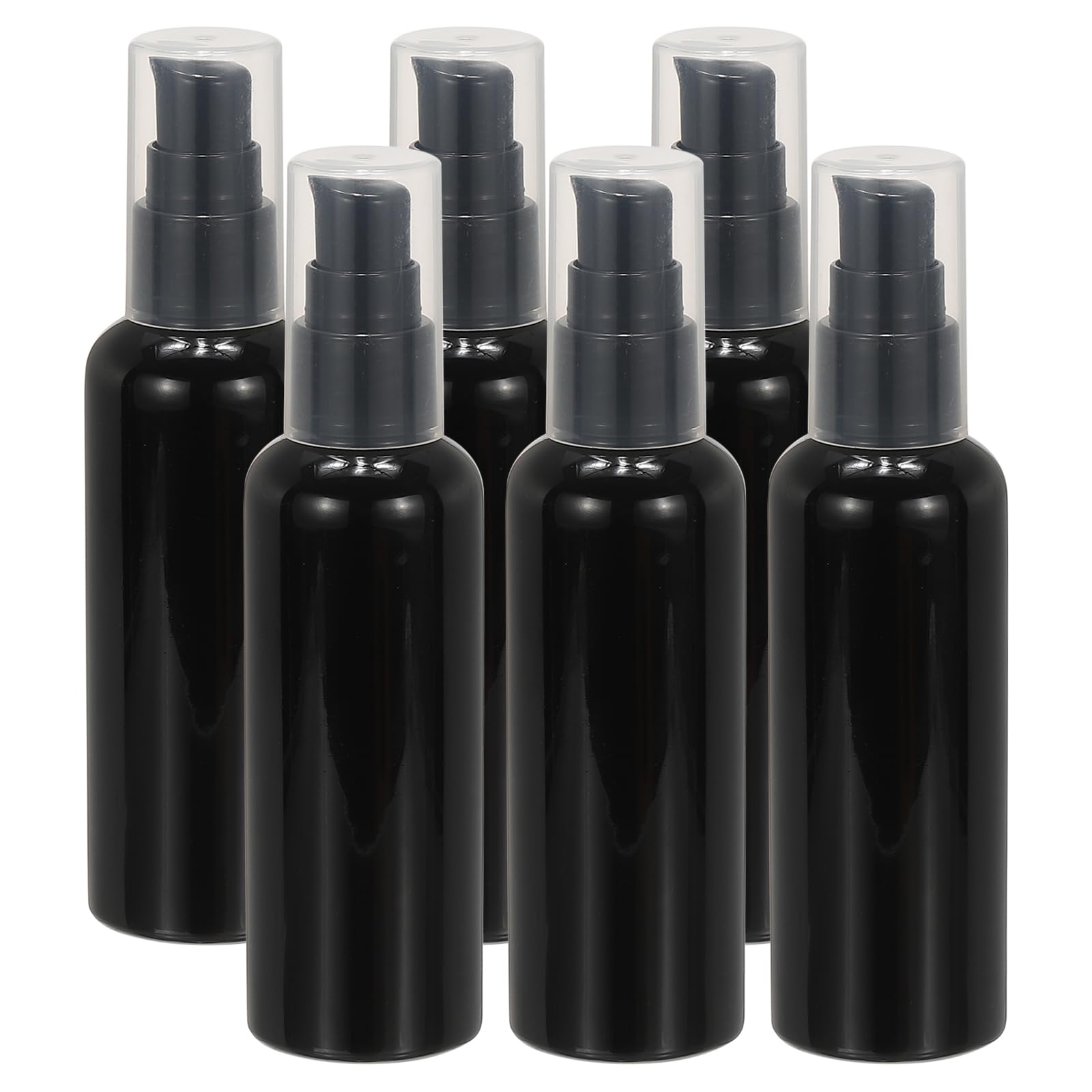 PATIKIL Travel Pump Bottles, 6 Pcs 3.4Oz(100ml) Leak Proof Refillable Empty Dispenser Container Squeeze Bottle with Pump for Shampoo Toiletries Lotion Cream, Black