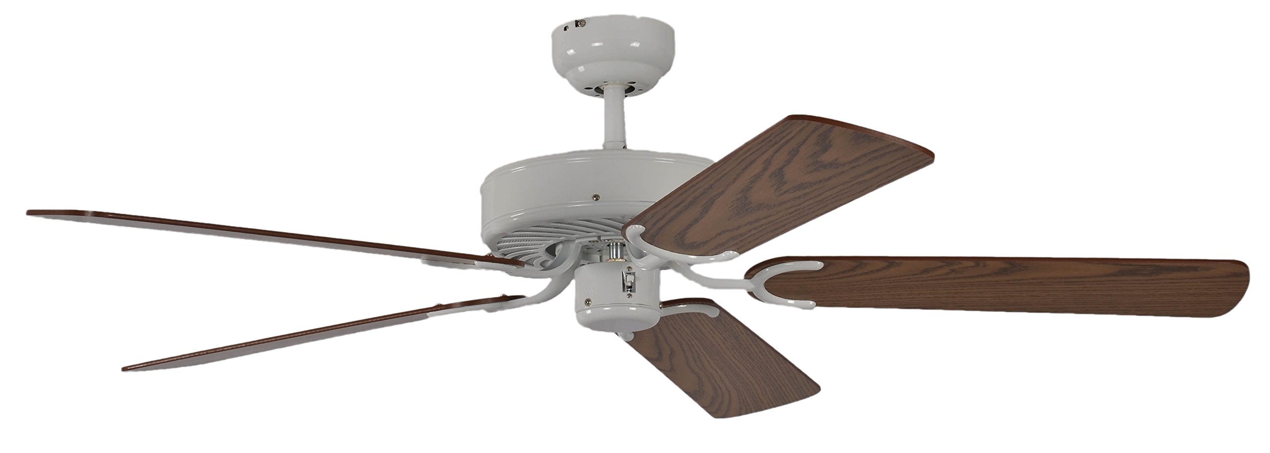 Potkuri 52 inch / 132 cm Ceiling Fan without Lights in White with Pull Cord and Blades in Oak / Oak and Cane