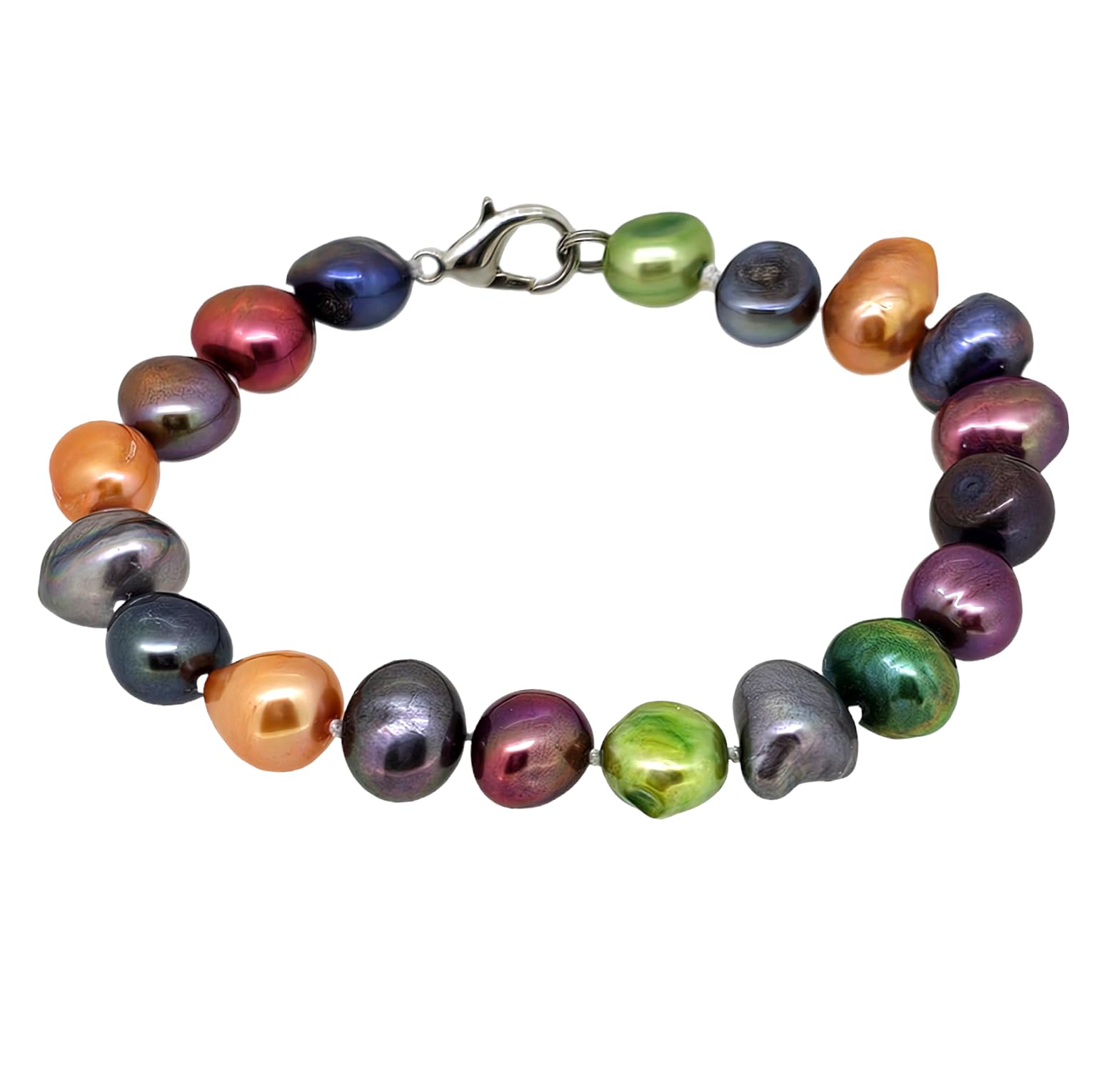 Treasure Bay Stunning Multi-colour 8-9mm Potatos Shaped Pearl Bracelet for Women and Girls
