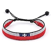 Chile Flag Bracelet, Adjustable, Boho Style Rope Bracelet for Women, Men, Thread String