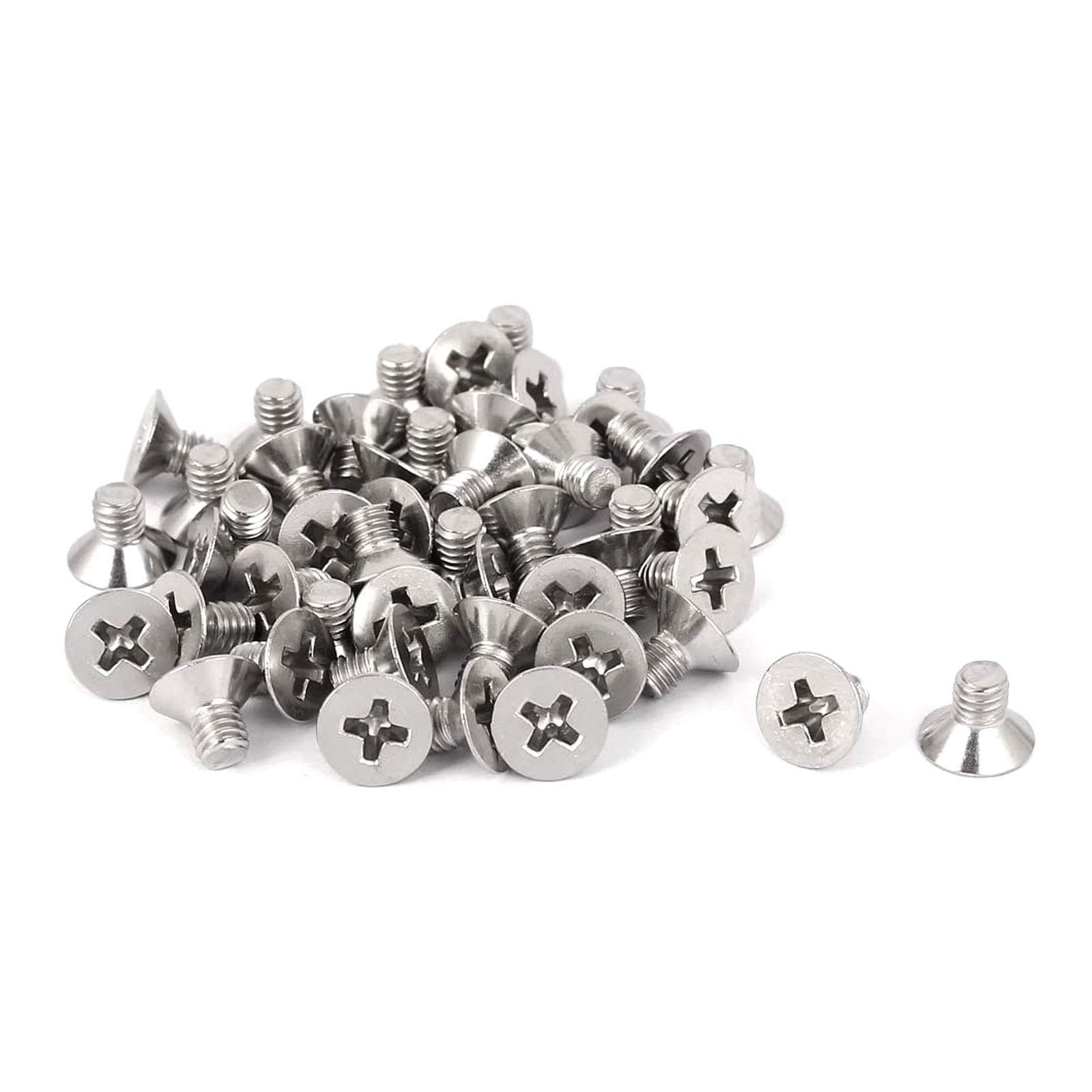 Photo 1 of 50 Pcs M4-0.7x6mm Flat Head Machine Screws, Phillips Cross Screw, Phillips Drive?304 Stainless Steel, Fasteners Bolts?Countersunk Machine Screws
