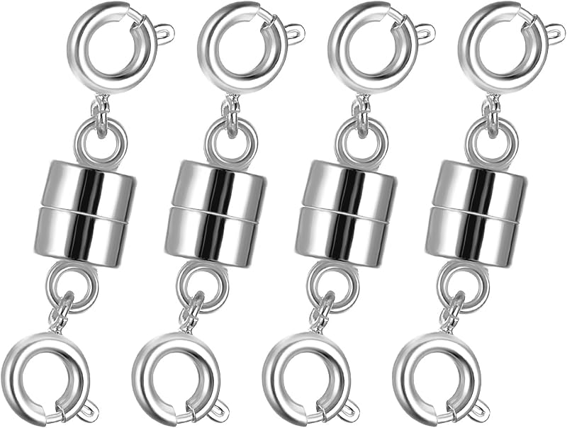 TIESOME 4PCS Double Magnetic Necklace Clasps Silver Jewelry Making