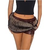MakeMeChic Women's Leather Shorts Summer Wrap Fuzzy Mini Micro Shorts Y2K Club Outfits