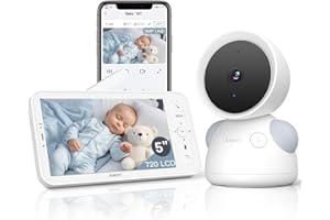 ARENTI Baby Monitor, 2K/3MP WiFi 6 Camera and Audio, 5-inch Wireless Screen, Smartphone App, Super Night Vision, Crying Detection, Auto Tracking, Temp&Humidity Sensor, Cloud&SD Card Storage (D3 Kit)