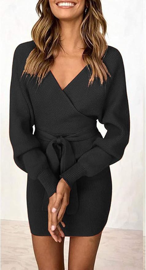 surplice sweater dress
