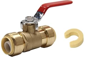 EFIELD 1 Inch Push-Fit Full Port Ball Valve with a Disconnect Clip to Connect Pex, Copper, CPVC Pipe,(PF-VALVE019)