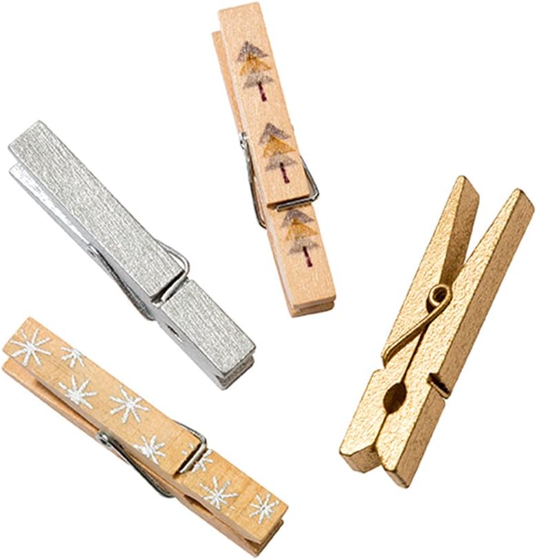 Talking Tables Nordic Christmas Decorative Pegs for Christmas Dinner, Decorations and Party, Gold and Silver (20 Pack)