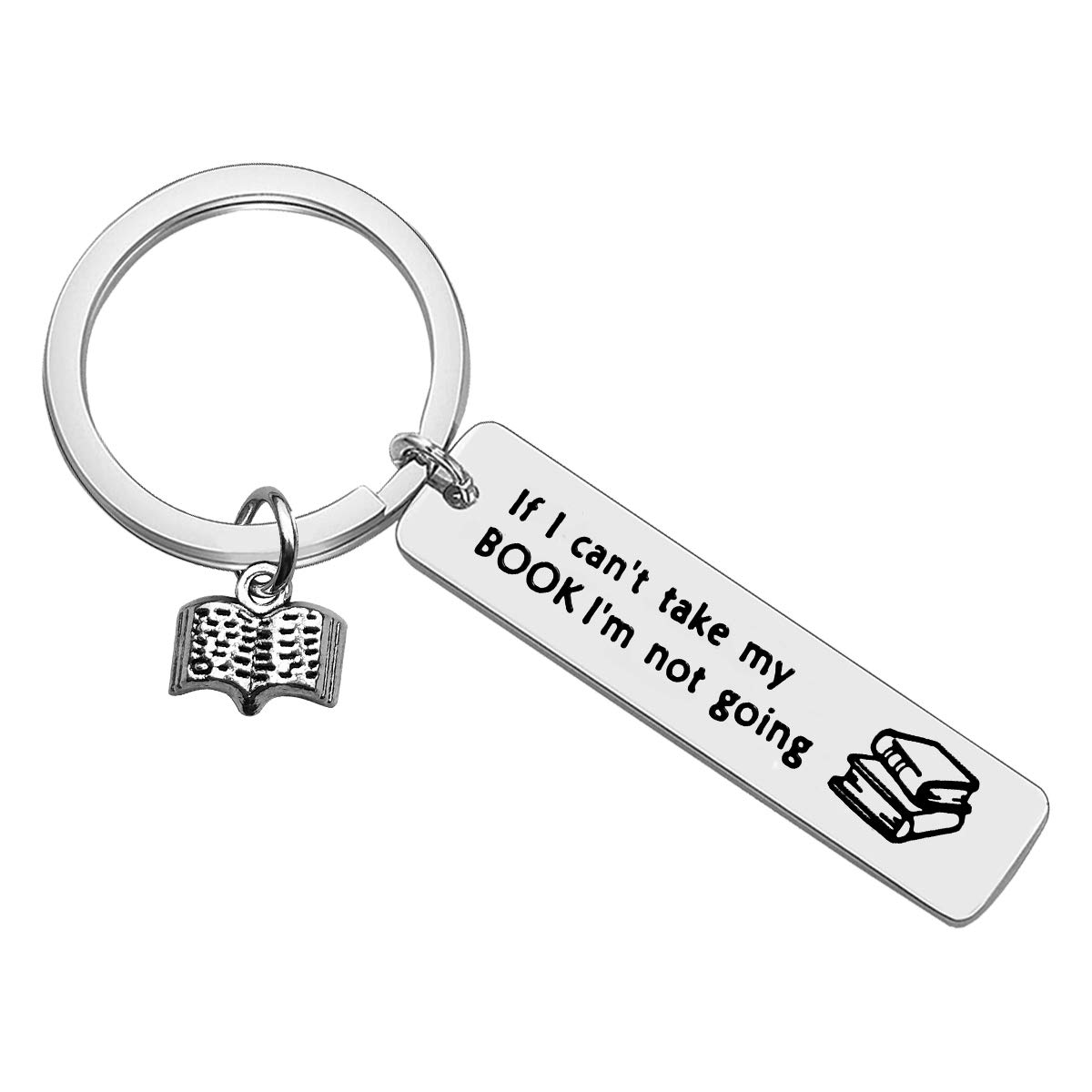 Huwujiu Book Lover Gifts Keyring Bookworm Gifts If I Can't Take My Book I'm Not Going Keyring Librarian Keychain Bookish Present Reading Books Keychain for Reader Writers