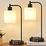 Set of 2 Industrial Table Lamps with USB C+A Ports
