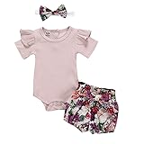 WOCACHI 3PCS Baby Girls Shorts Sets, Newborn Kids