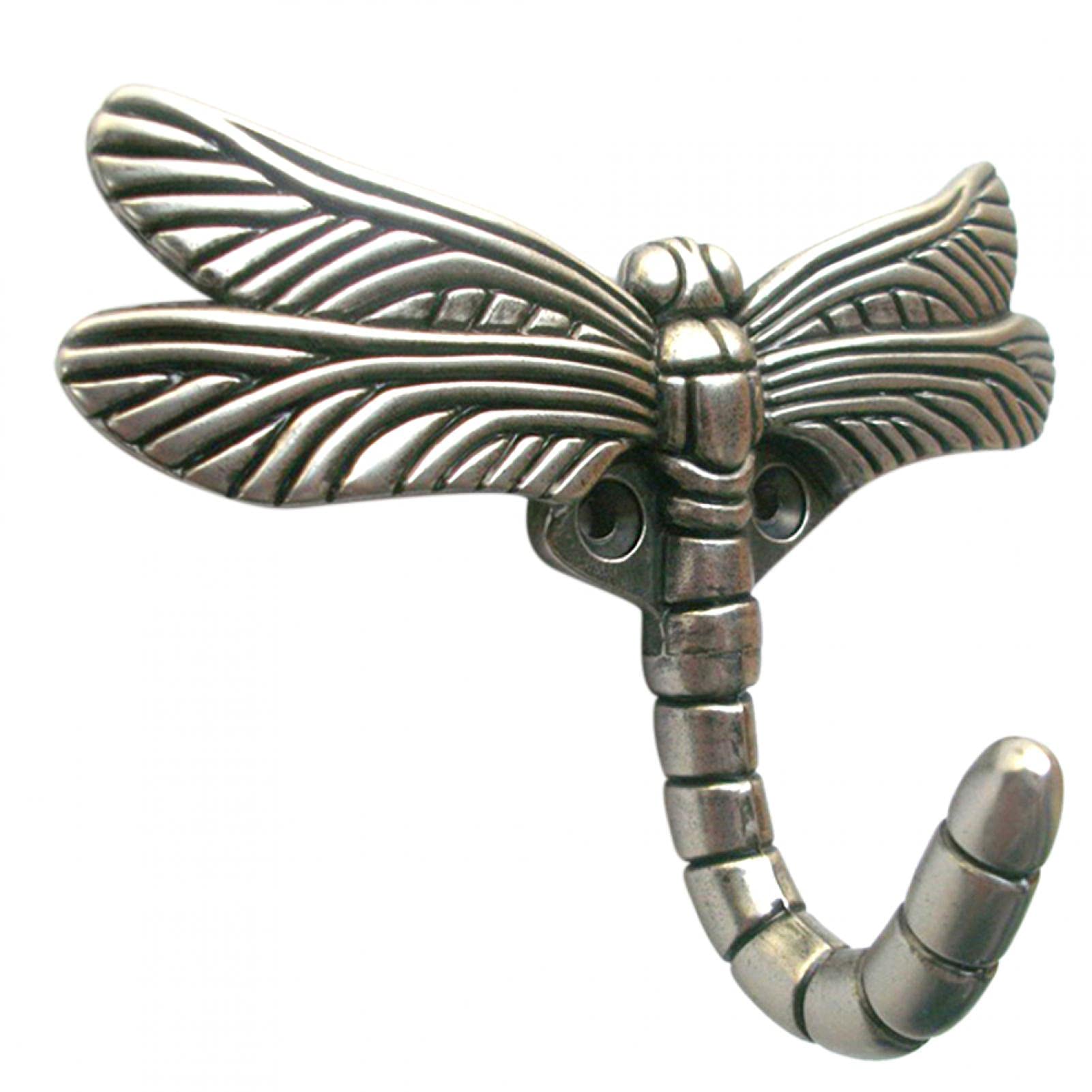 Yius Dragonfly Hook, Vintage Metal Clothes Antique Heavy Duty Hanger, Wall Mounted Zinc Alloy Hanging Organizer With Screws for Kitchen Bathroom Bedroom Decoration(Ancient Silver)