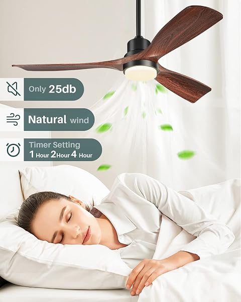 FORROVENCO CEILING FANS WITH LIGHTS AND REMOTE, 52 INCH OUTDOOR CEILING FAN FOR PATIOS WITH LIGHT 3 DOWNRODS, 3 BLADES MODERN CEILING FAN NOISELESS REVERSIBLE DC MOTOR, WOOD FAN FOR FARMHOUSE