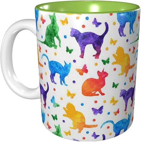 Amazon Co Jp 蝶と猫 マグカップ コーヒーマグ セラミック おしゃれ 電子レンジ対応 食洗機対応 330ml 9色 ホーム キッチン