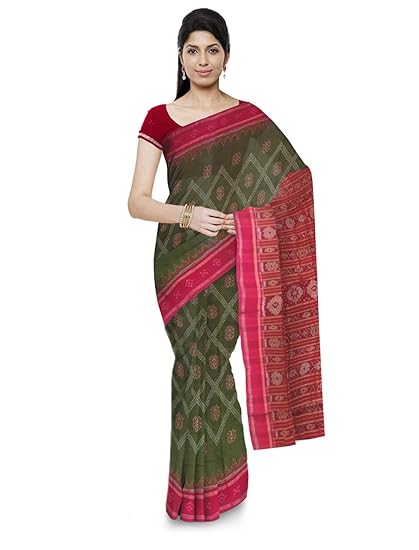 Odisha handloom Sambalpuri Handloom Womens Cotton Saree (Green)
